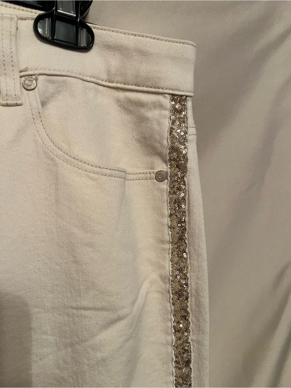NWT Talbots Cream Straight-Leg Jeans with Gold Side Stripe - Picture 6 of 12